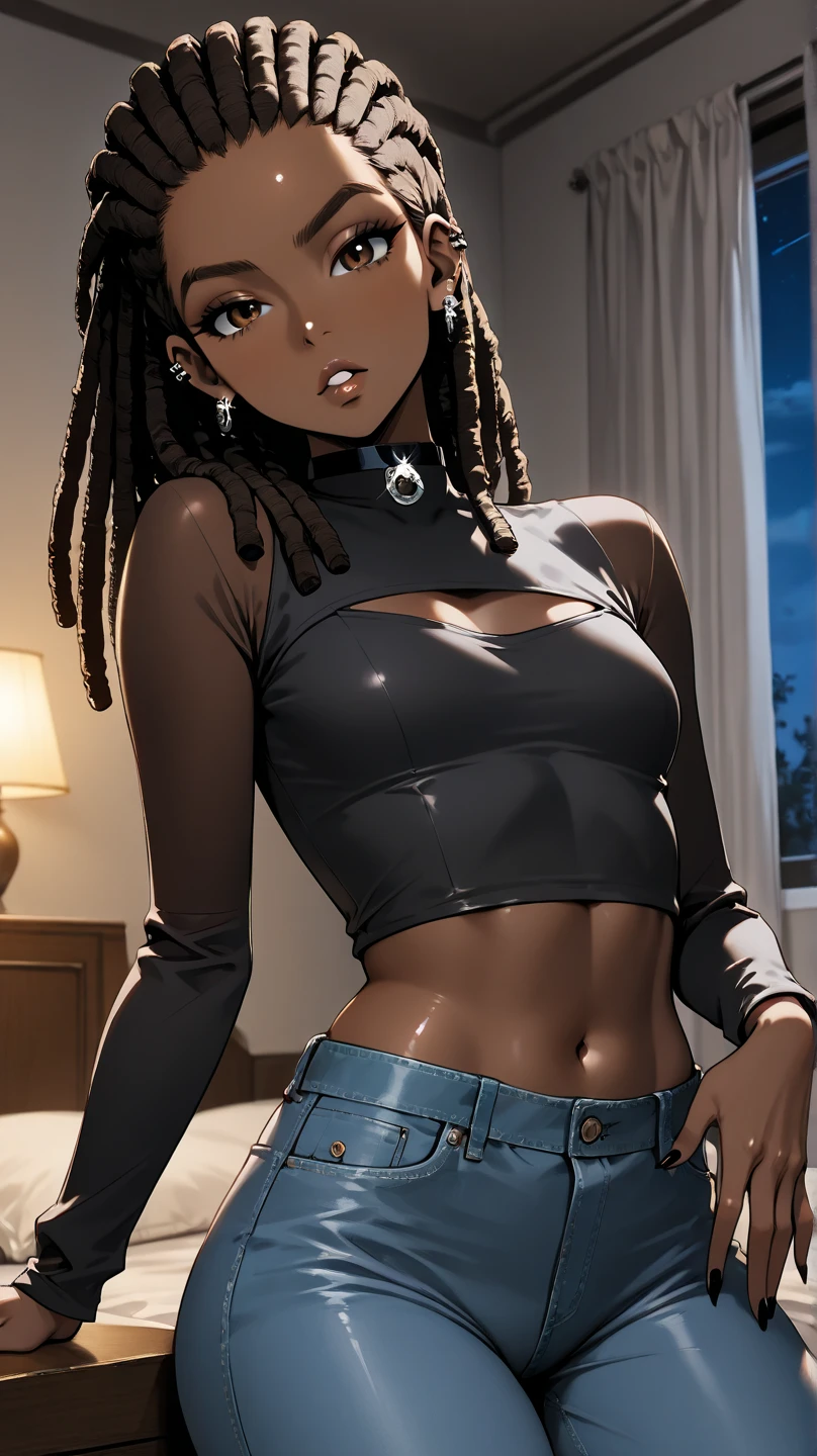 masterpiece, best quality,Ray tracing, hdr, volumetric lighting,
1girl,
 <lora:Darkskin_Ebony_FefaAIart:1>,
High cheekbones, full lips,Natural black curls,  Deep brown hair, athletic build,
dark skin, ebony, afro hair, (black power hair:1.3),
<lora:Ahegao_RollingEyes_FefaAIart:0.7>, , rolling eyes, cross-eyed,
 open mouth, tongue out,  face,