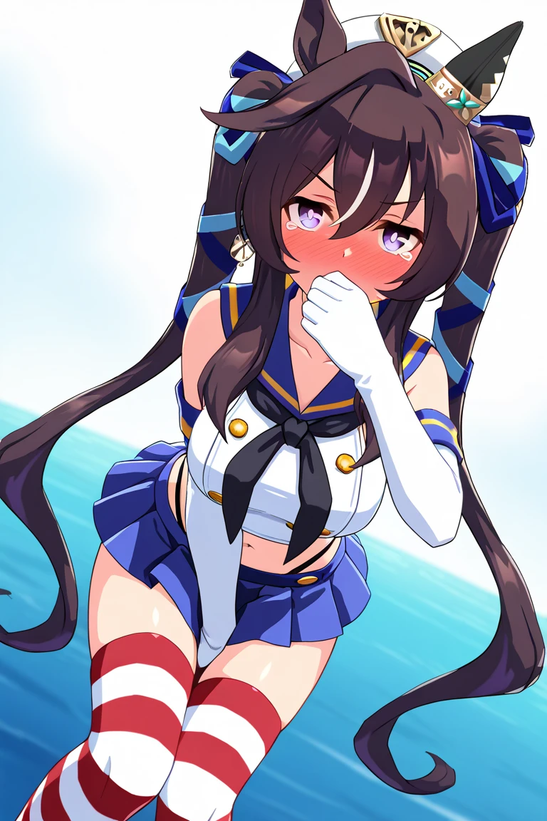 A Cute Thick Girl, with (Extremely Overinflated, Absurdly Enormous Breasts: 1.69), Big Cleavage, (Extremely Enormous Thighs: 1.5), ((Lush, Long-ish Dark-Brown Hair)), (Big Beautiful Blue Eyes), 