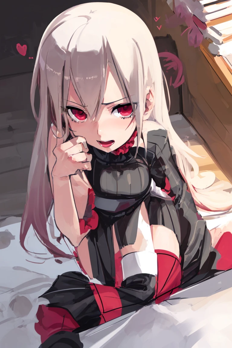 1girl, evil neuro-sama, (yuzu modoki), red eyes, light brown hair, ahoge, two side up, hair ribbon, dark red ribbon, heart hair ornament, black dress, frilled dress, off-shoulder dress, bare shoulders, frilled choker, long sleeves, red bow, red buttons, black heart, black socks, frilled socks, grey footwear, loafers, (masterpiece, best quality), highly detailed, finely detailed, from above, arm behind back, wet, angry, gagged, looking at viewer, spread legs, see-through dress, covered nipples, sitting, underwear, cleavage, hugging own legs, knees to chest,