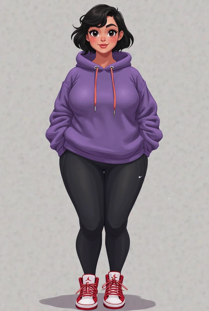 By bebebebebe, by lostgoose, by goonie-san, solo, female, german shepherd, green eyes, short brown hair, big breasts, smirking, purple hoodie, black pants, standing