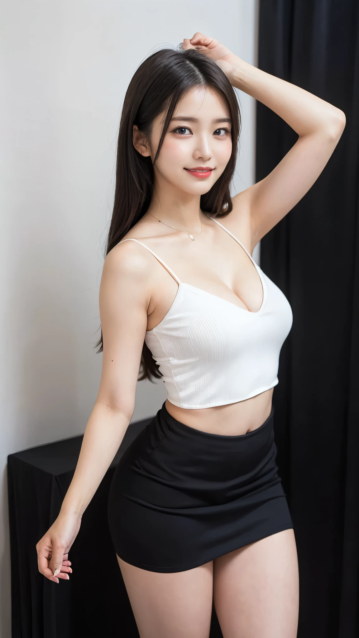 ((Best Quality, 8K, Masterpiece: 1.3)), 1girl, Slim Abs Beauty: 1.3, (Hairstyle Casual, Big Breasts: 1.2), Dress: 1.1, Super Fine Face, Delicate Eyes, Double Eyelids, Smile, Home