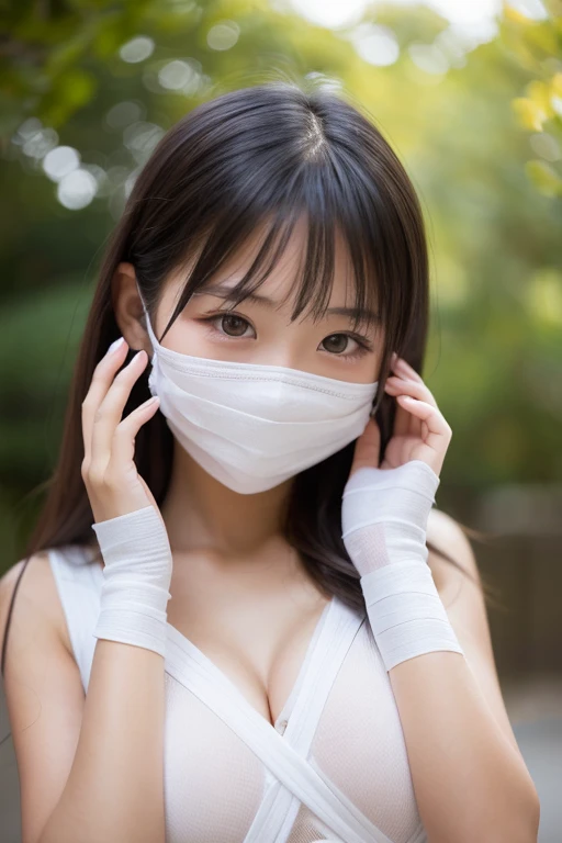 neat college girl、petite person、(((Naked white bathrobe、very small chest、flat breast、Chest without bulge、white  panties、14 years old girl、Hands behind your back、Squatting、From  above、Straight bob hair)))、Outside the field、(Slimed、small tit、flat boobs、small tit)、Photorealsitic、detaileds, Skin Texture, ultra-detailliert、Delicate and sexy collarbone、A smile、Super Detailed Face、Detailed lips、A detailed eye、二重まぶた、Sitting on legs bending the knees、Squatting、White panties are visible from the skirt、sexy  pose、masks