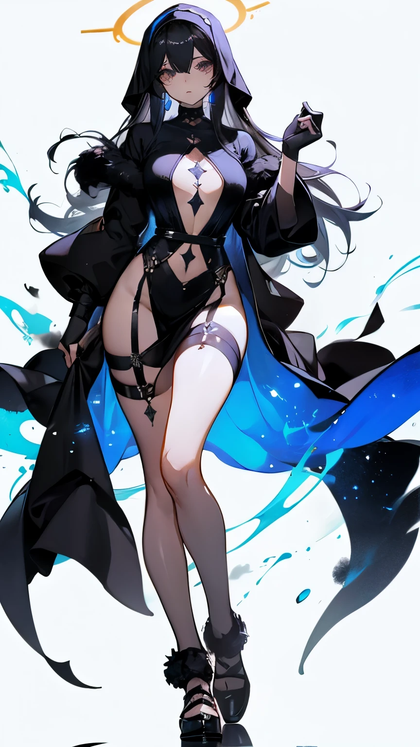 ((masterpiece, best quality)), Epic battlefield atmosphere,Delicate face,Succubus,whole body,Standing picture,glowing golden eyes,Large Breasts,Gradient white long wavy hair,Perfect body proportions,Pure white background,Fluorescence,firefly,Water Ripples,Lace,Transparent sex bikini,Tattoo,chain