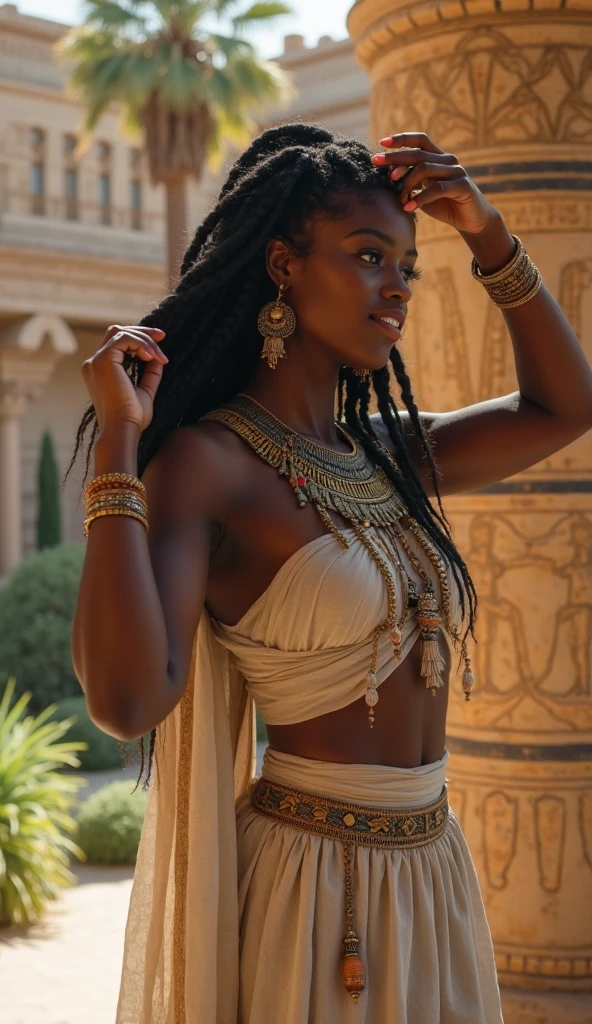 Full body photo in bikini The most beautiful work of art in the world, ((genial)) Mulher africana negra, ((African braids)), cabelo crespo, (Sentamos: 1.2), (de_lado: 1.3), Majestic oil painting by Ed Brinkie, Atey Ghailan, por Ghibli studio, Poljeremy Mann, Greg Manxadinho, Antonio Moro, Trend at Artstation, trend in CGSociety, intrincado, High detail, foco nítido, Dramatic, Arte de pintura fotorrealista de Midjourney e Greg Rutkowski