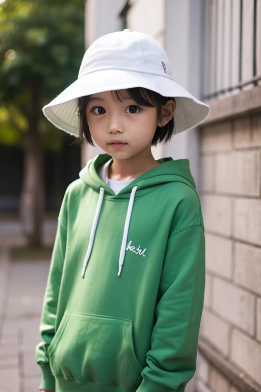 Green pupils、Double ball head,Green hooded sweatshirt girl