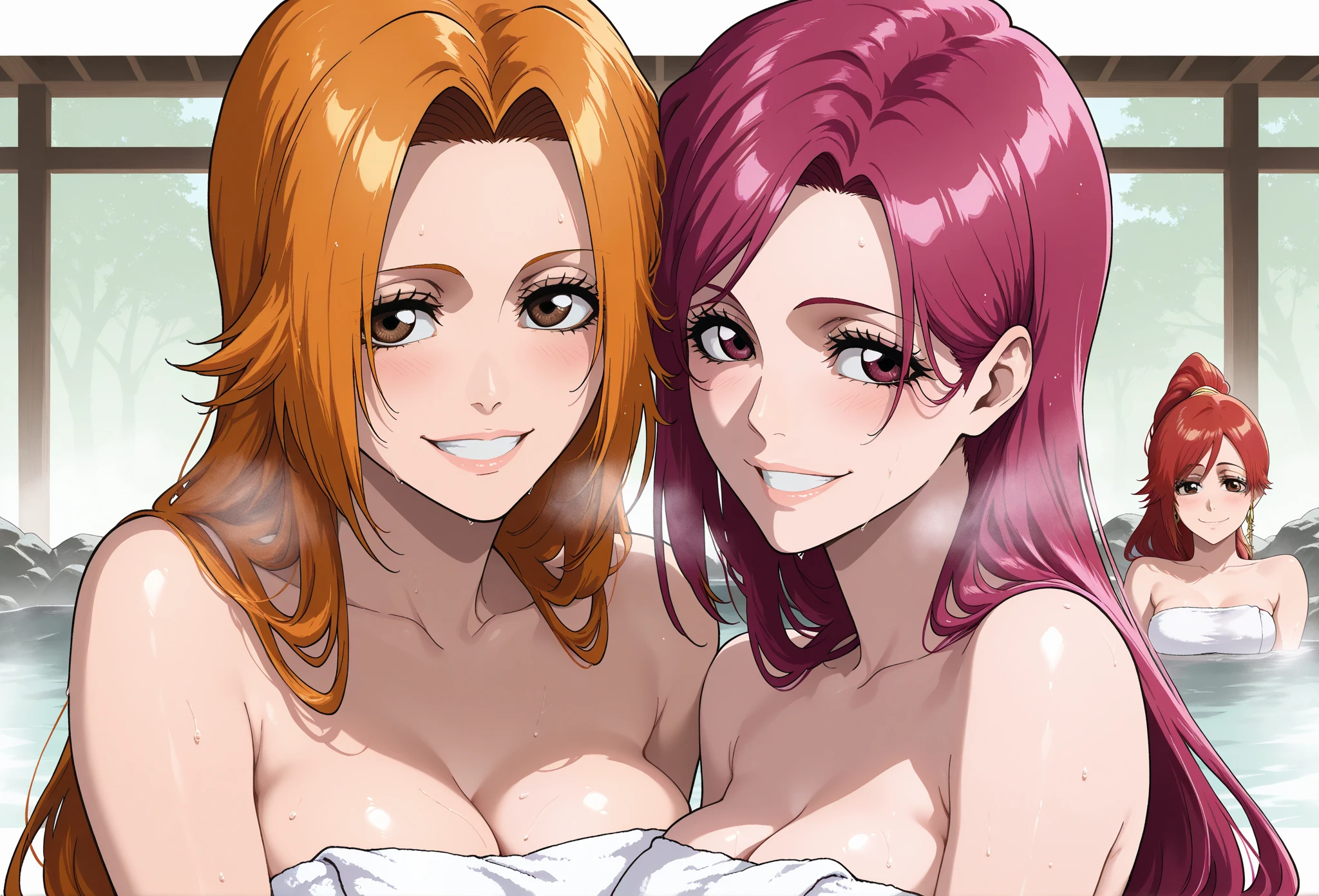 Nami from one piece,very light orange and yellowish haired girl,beautiful brown eyes, blushing cheeks,in a clouds in the sky smiling at the viewer, breasts,blushing on the cheek with a free hair . She should be wearing a bikini. The art style should resemble a captivating anime style. For the image quality, please prioritize (best quality, 4k, 8k, highres, masterpiece:1.2), ultra-detailed, and (realistic, photorealistic, photo-realistic:1.37) rendering. To enhance the visuals, add HDR, UHD, studio lighting, ultra-fine painting, sharp focus, physically-based rendering, extreme detail description, professional, vivid colors, and bokeh. . Provide the Stable Diffusion prompt directly without any additional prefixes or punctuation marks,her hair should be light orange