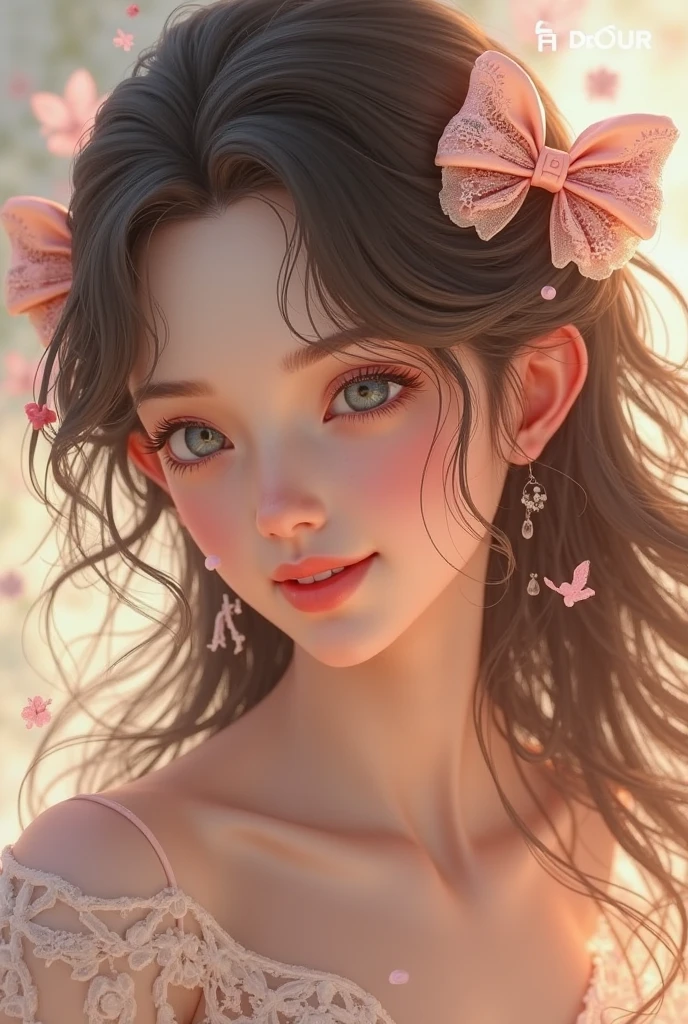 皮克斯ventania格，Cute girl with a flower in her hair，sideface, extremely detaild的 CG unified 8k wallpapers, Amazing Cleavage, finely detailled, Alone, {{Fluttering}, }, {{SakuraNS}, }, Outdoor activities, Skysky, {{ventania}, }, detailedbackground, 美丽细致的眼睛, Meticulous clothes, 电影灯光, closeup cleavage, Best quality at best