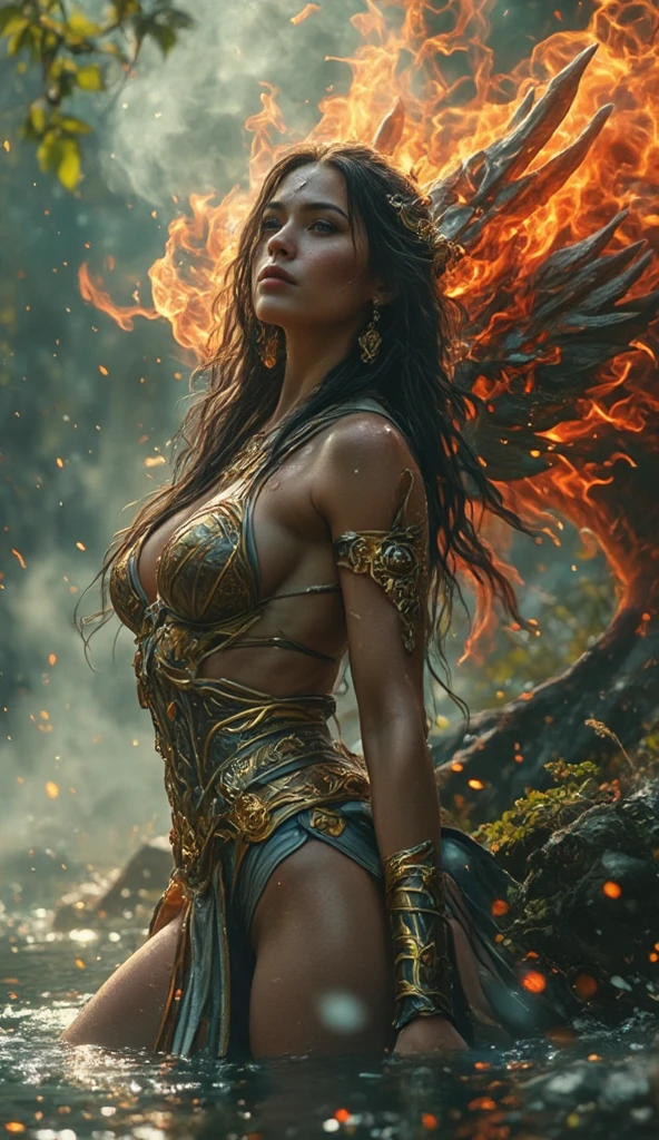 Tania,(((8k RAW photo, hyper realistic, masterpiece, best quality, crisp detail, high definition, high detail, very rich detail, sharp focus, sharp detail, colorful, rich color, cinematic, perfect studio lightning, full body photograph, mystic atmosphere))), (((fully naked) young colorful thunder goddess, (fully nude), fighting stance, showing pussy and nipples, smooth body, ideal body, naughty smile)), (releasing (thunder storm, thunder energy), (showing (pussy, vagina, genital, nipples))), ((wide thunder wings, tail)), ((very long sharp claws, thunder fingers)), (fighting humans in a destroyed city, burned city, night, storm), (( thunderbird behind)),