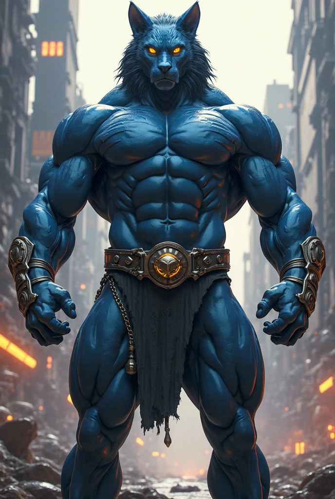 A magical titan that is like an animal but also like a person with enormous power fighting with all his power to save his people 