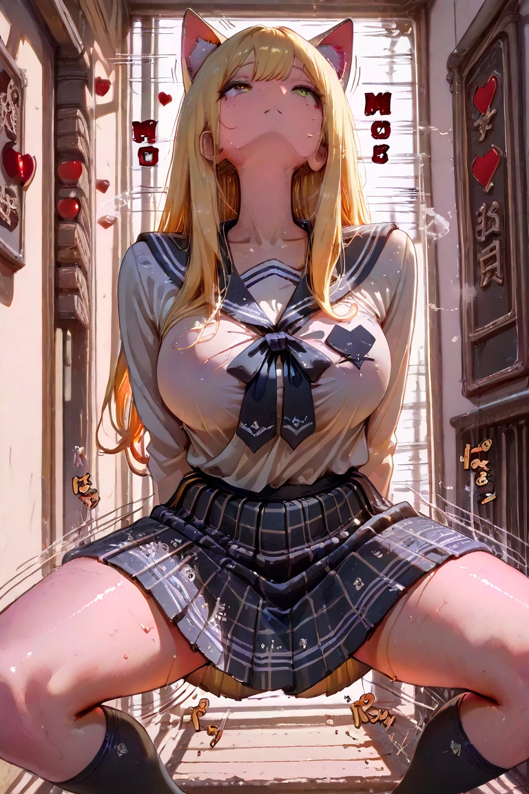 14-year-old bride: A shining wedding ring on a ring finger ,Fusion of Medieval European Fashion ,Emphasizing cuteness and the element of admiration ,A pose illustration that expresses the overwhelming cuteness of the character in the foreground ,Impressive architectural background ,church,Wedding in the chapel, wedding,Super fine, rich, A modern interpretation of medieval Europe and fantasy ,Realistic Texture, Professional artistic shading and lighting, Cinematography and effects like scenes, Depth of field 1 beautiful girl, So cute,Blonde,Bobcut, Side Ponytail, perfect anatomy color: pastel, white, pale purple, green, Gingham check material: chiffon, race, satin, velvet, silhouette: Fluffy skirt, A-line, long length decoration: Frills, ribbon, race, pearl, embroidery ,Romantic princess coordination: pastel ドレス,A dress with a large neckline, race blouse, Fluffy skirt, ribbonヘアアクセサリー, Black tights Customize by adding accessories and accessories,I'll lift my skirt and show you my crotch,Show your breasts,Spread your legs:1.4,protruding vagina,(Realistic vagina),(erect nipples),From below,