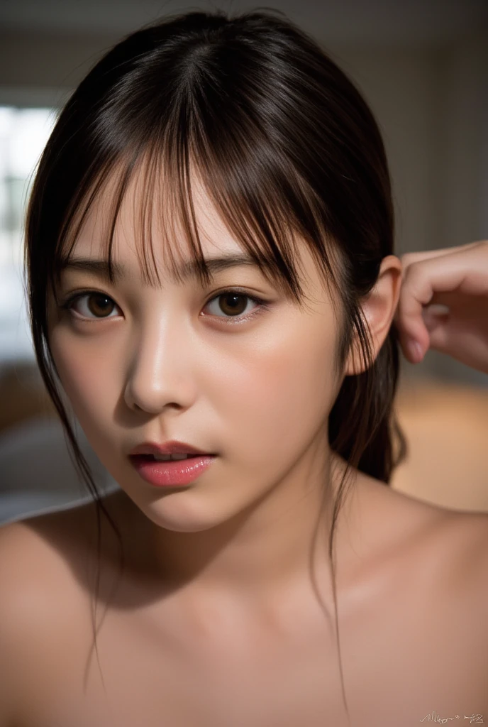 ((Extremely precise and accurate anatomy:1.0)), (photo Realistic:1.4), (hyper Realistic:1.4), (最高品質のRealisticな肌の質感:1.4), (Improvement of quality:1.4), (Enhances the beauty of skin texture:1.1), Clean and glowing skin, mesh, thin:1.2, (Realistic:1.3), Realisticなライティング, (Smoother lighting:1.05), (Improving the quality of cinema lighting:0.9), Backlight, A gentle light for your face, Ray Tracing, (Bright light:1.2), 32K, One Japanese woman, fine grain, Detailed face, (Film Grain:1.1),(Accentuates body lines:1.1), High resolution, Natural look, Kind eyes, Improves hair quality, Delicate light and shadow, Transparent muscles, Graceful pose, Beautiful Eyes, Sharp details, Soft light reflection, Beautiful contours, Delicate skin tone, Fine hair texture,Cute Japanese Women Photos, Little Woman, 20-year-old, Beautiful and perfect face, brown, Beautiful Face,  