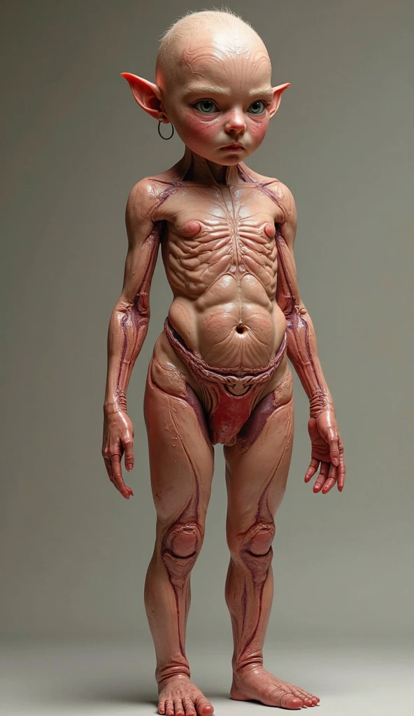 masterpiece,Unreal Engine,NSFW,Full body image,Bony Chest,Visible ribs,The protruding pelvis is very noticeable,looking at the camera,Raise your arms to show your armpits,Standing with legs apart,Very thin young,Solo,(Small child:1.4),Quite thin body,anorexia,Narrow shoulders, (very thin abdomen:1.4),Real young face,Very sunken cheeks,Depressed face,Haggard look,Blunt bangs,Bone support chest,Midriff,Beautiful belly button,Very thin waist,Extremely sunken abdomen,Severely malnourished abdomen,Severe malnutrition,Radiant white skin,(Fully nude),Outdoor,Blackmail video recording,Garbage dump,Child's body