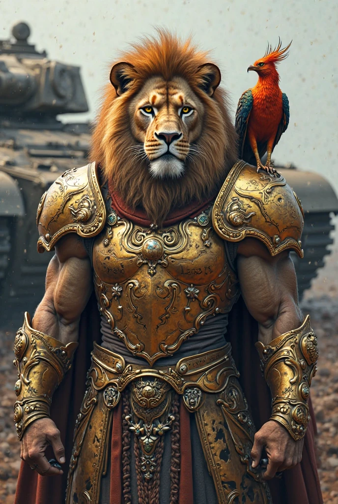 buat lebih realistik tanpa outline, berambut botak,There is a man with a lion's head and a sword standing in front of a castle, bear warrior, portrait of the demigod Hercules, strong and imposing, Lord of the jungle, portrait of Zeus bumped, muscular male hero, Aslan the bear, bear body, 2D full-body bear, king of the jungle, Gilgamesh, beautiful full-body concept art