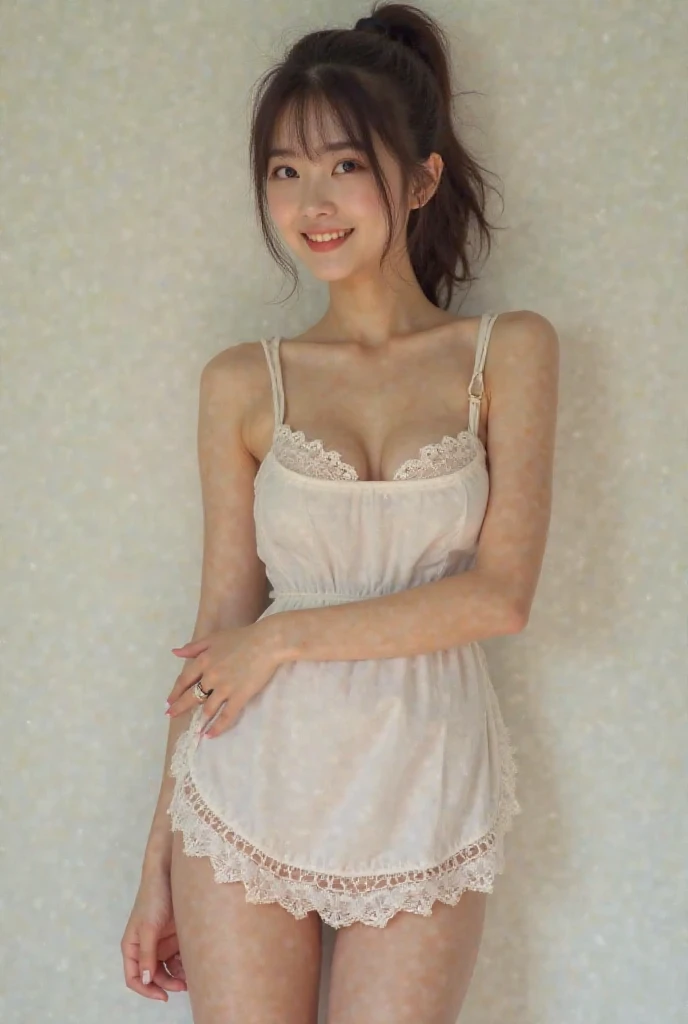 masterpiece, best quality, 1 girl, detailed beautiful face, (wedding dress), (flat chest), (small breast), smiling, French braid, undressing, (skirt lift), nsfw
