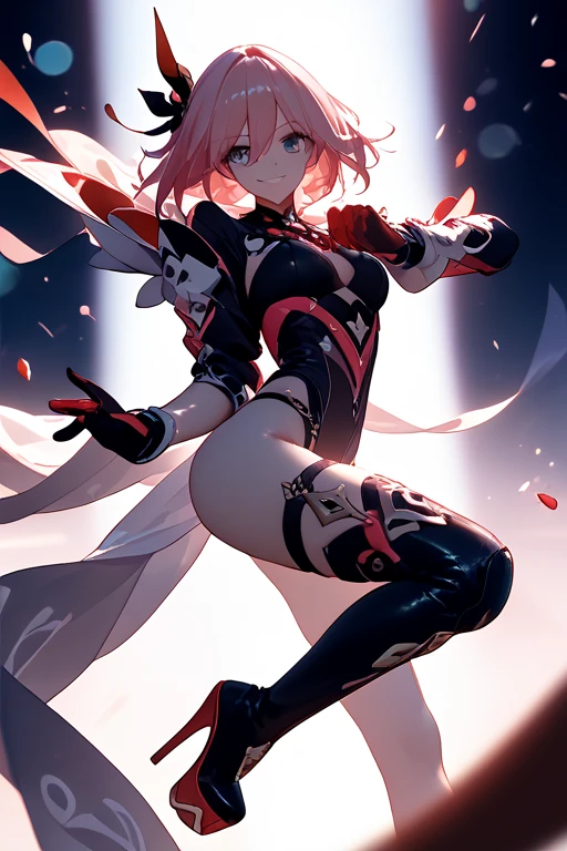 (score_9, score_8_up:1.1), 1 girl, solo, Arlecchino, def clothes, 1girl, x-shaped pupils, red pupils, black gloves, pants, symbol-shaped pupils, multicolored hair, black hair, white hair, arrogant, disgust, from below, looking at viewer, looking down, (stomping:1.2), (stomping viewer), <lora:Expressive_H-000001> expressiveh <lora:princess_xl_v2:0.7> <lora:sinfully_stylish_SDXL> <lora:Concept Art Twilight Style SDXL_LoRA_Pony Diffusion V6 XL:0.8> <lora:Arlecchino-pony-Tanger:0.7>