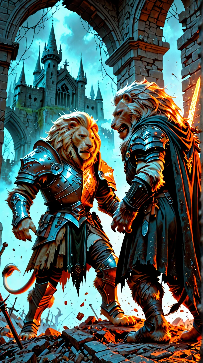 (masterpiece),(highres),(intricate details:1.4),extremely detailed,(illustration:1.2),8k,photorealistic,exquisite,(daddy:1.5),aged,(elder male lion:1.7),muscular,(Viking warrior:1.5),(brave and powerful:1.5),manhood,warrior,long hair,long beard,(numerous scars),(bulging crotch:1.8),(homosexual:1.5),(roaring:1.5),(a uniform that fits snugly against the body:1.6)