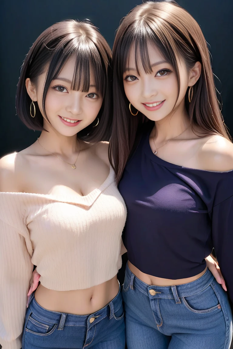 1 girl、Tokyo Street、night、Cityscape、City lights、Close-up、Laughter、、(8k、RAW Photos、Highest quality、masterpiece:1.2)、(Realistic、Photorealistic:1.37)、Pink Tank Top、Brown Hair、Cowboy Shot、smile、Arms crossed