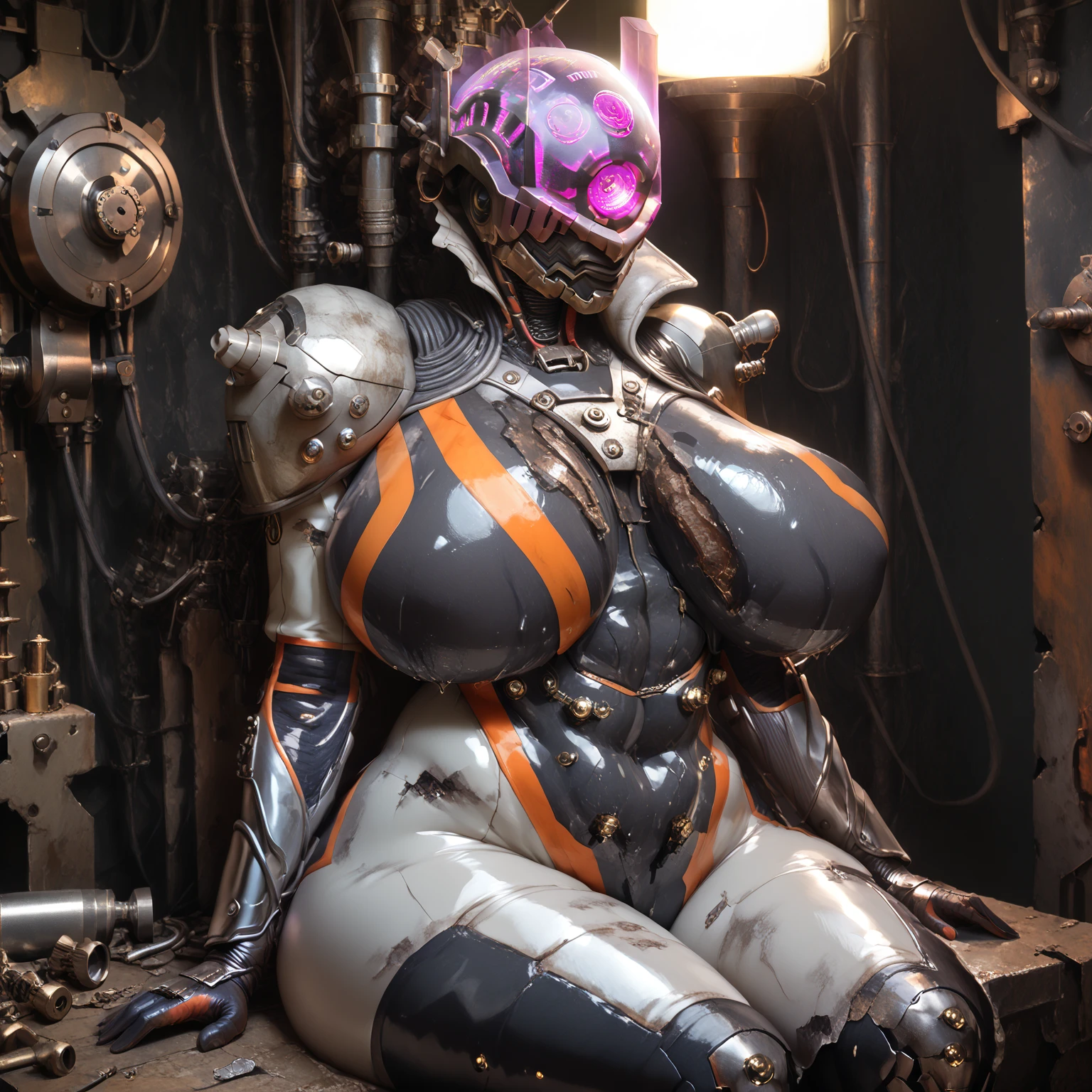 (beautiful girl:1.25), (megan fox:1.25), (large fake breasts:1.45), (young bodybuilder girl wearing cybernetic muscle suit:1.25), carnage muscular physique, seductive face, mouth wide open carnage style, long red hair, perfect muscular body, super skinny legs, sissy, femboy, (full body view:1.25),