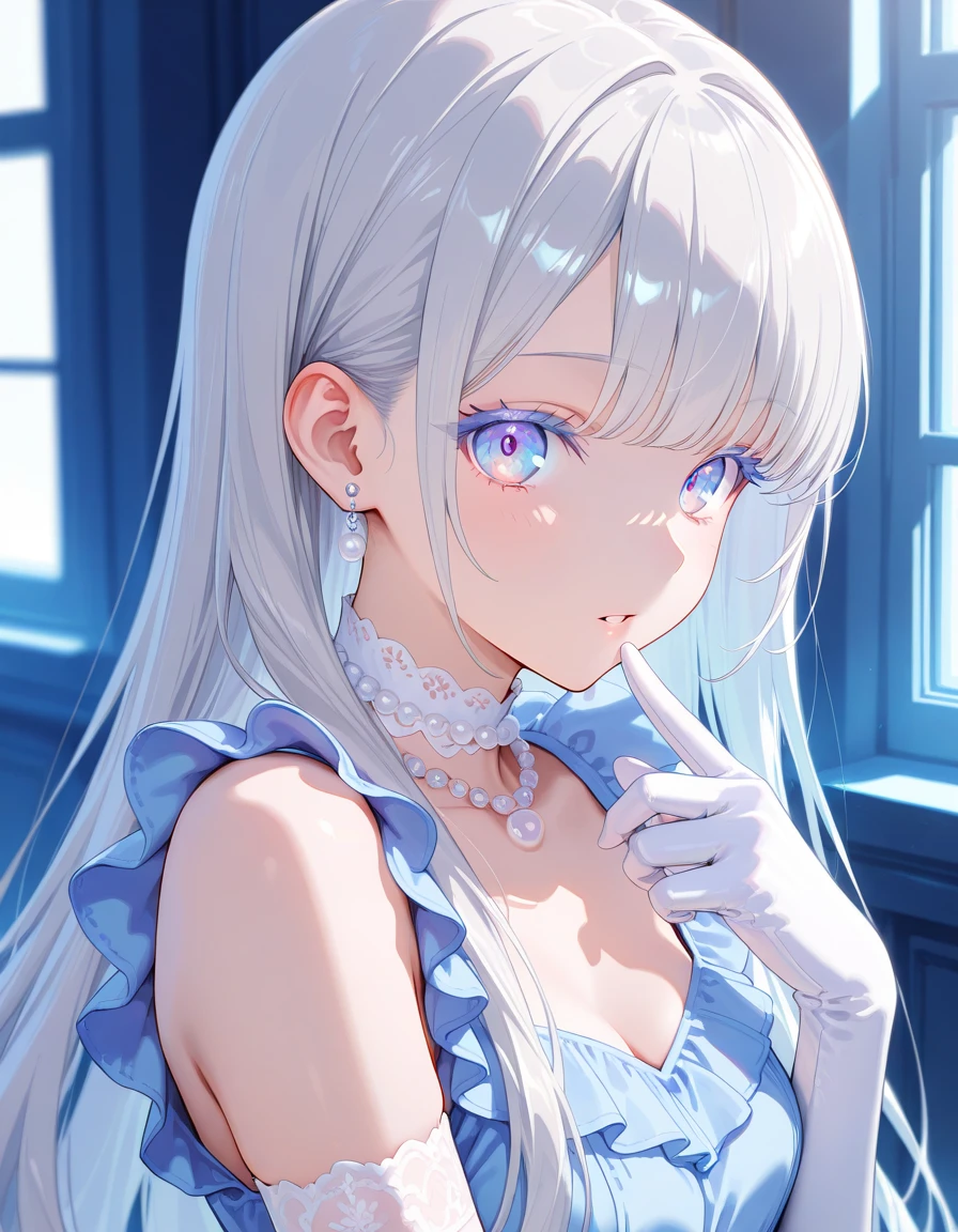Mogi woman with white hair and blue eyes by the angelic sweet lips sensitive body gostosa de vestido branco