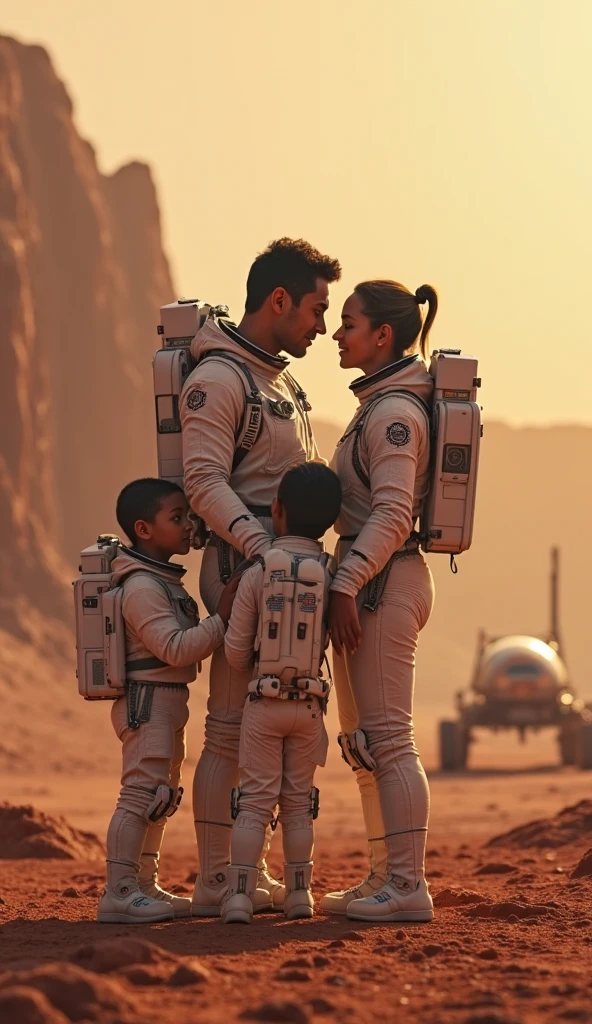 giant alien monsters in the background of a family group photo on the moon, sepia toned images, old Daguerreotypes styled, spaceships, moon rovers.