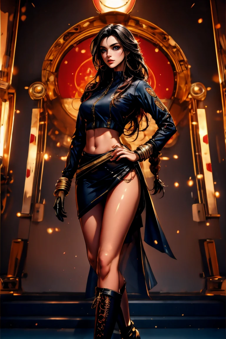 em uma noite de luar, A charismatic woman embodies the essence of clubs, his outfit adorned with the club's distinctive symbol. With a deck in hand, ela evoca um ar de sorte e sutileza, inviting players to join her in an exciting game of skill and strategy.
