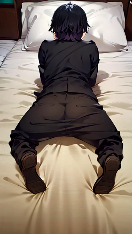 The Nun, black Nun clothes, huge waists, solo, on a bed