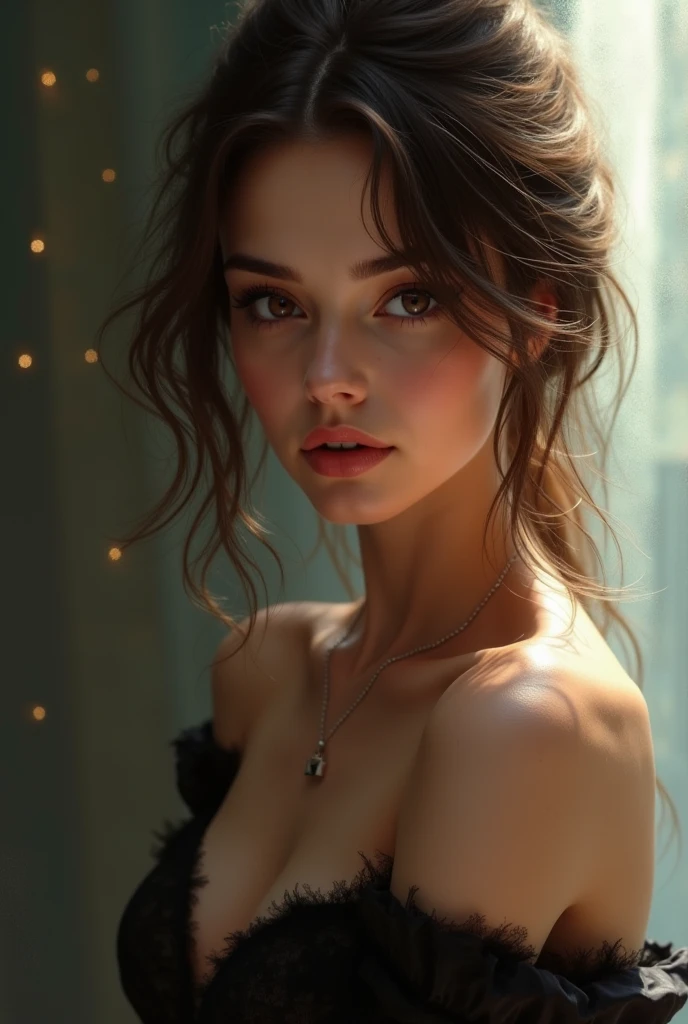 Turned back, a young girl with freckles, cinematic lighting, highly detailed face, beautiful detailed eyes, beautiful detailed lips, extremely detailed face and features, long eyelashes, intricate skin texture, warm color palette, dramatic lighting, cinematic composition, high quality, 8k, photorealistic, intricate details, masterpiece, full body, sexy poses, bra and short