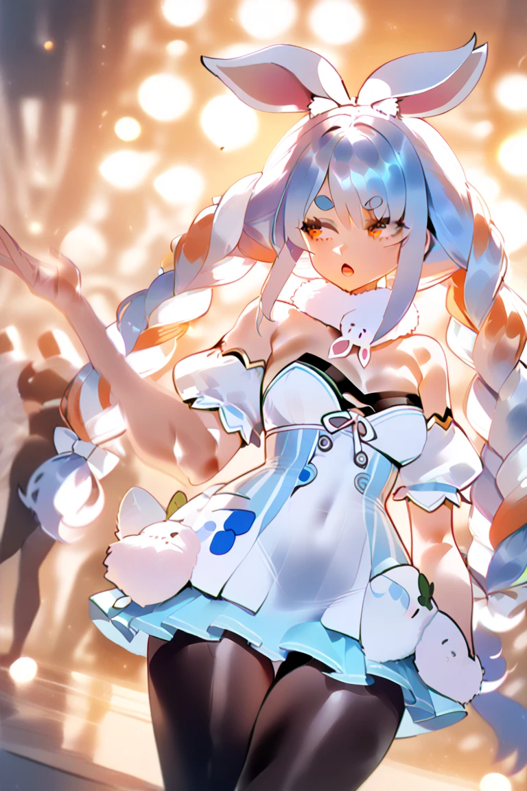 Miku, White stockings, Long bridal gloves,black High heels, Adult, Glamour, , High resolution, Full body ,lewd,Only two legs , White Bunny, Sexual temptation,
