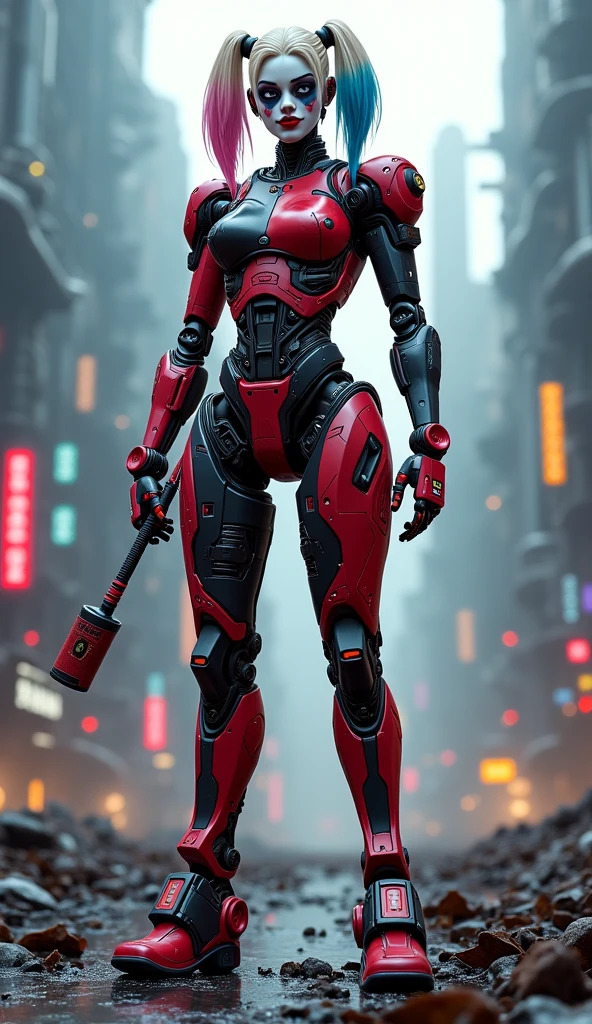 On the moon,barren planets, ruins, holding_weapon, no_humans, glowing, robot, building, glowing_eyes,orange mecha, science_fiction, city, realistic,mecha,Milky Way Galaxy background,neon,cyberpunk,