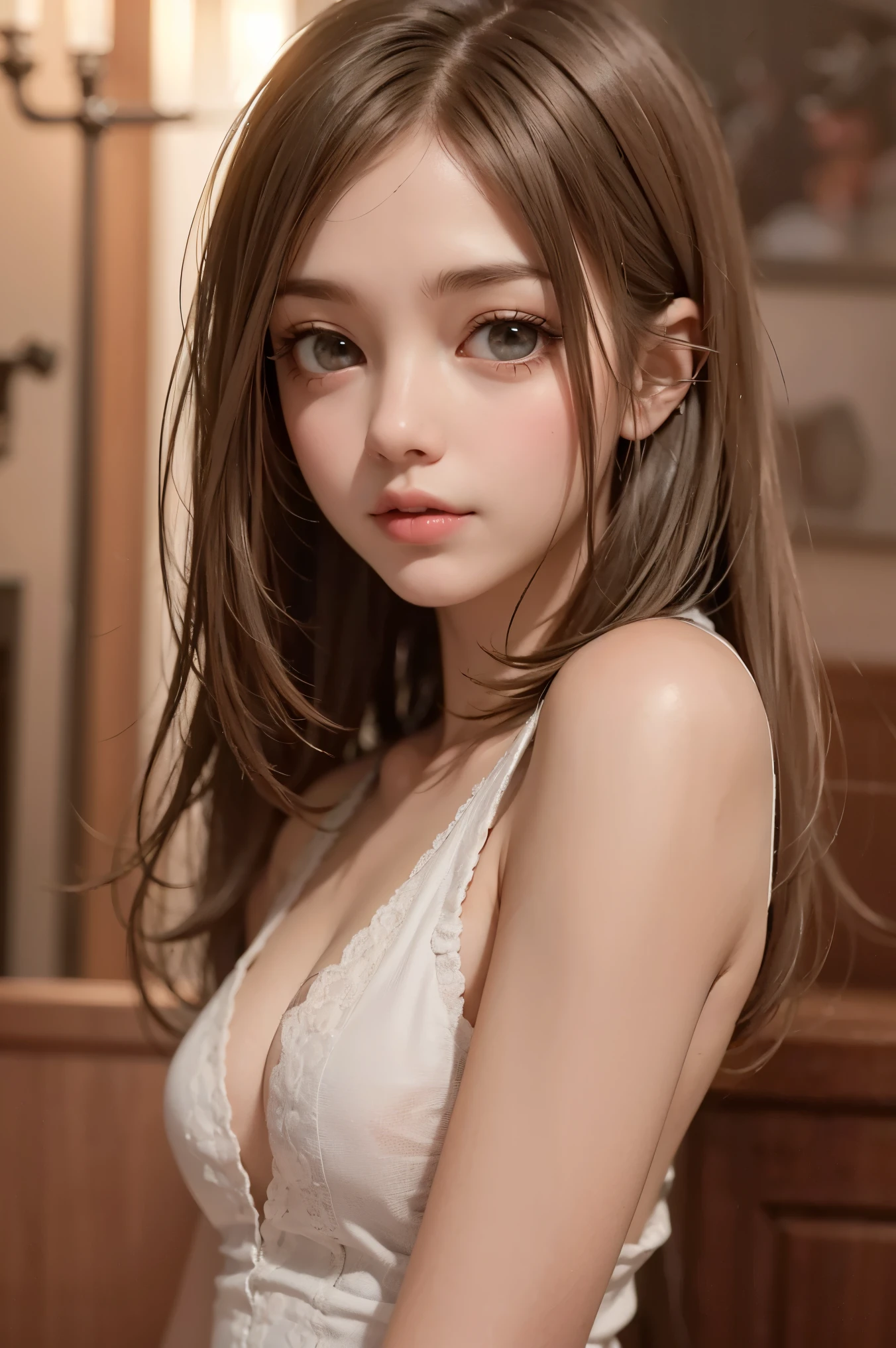 best quality, masterpiece, (realistic:1.2), 1 girl, brown hair, brown eyes,Front, detailed face, beautiful eyes