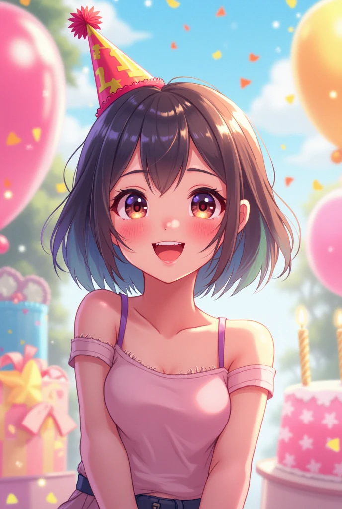 Idol Party game,smaile, brown hair,green eyes
