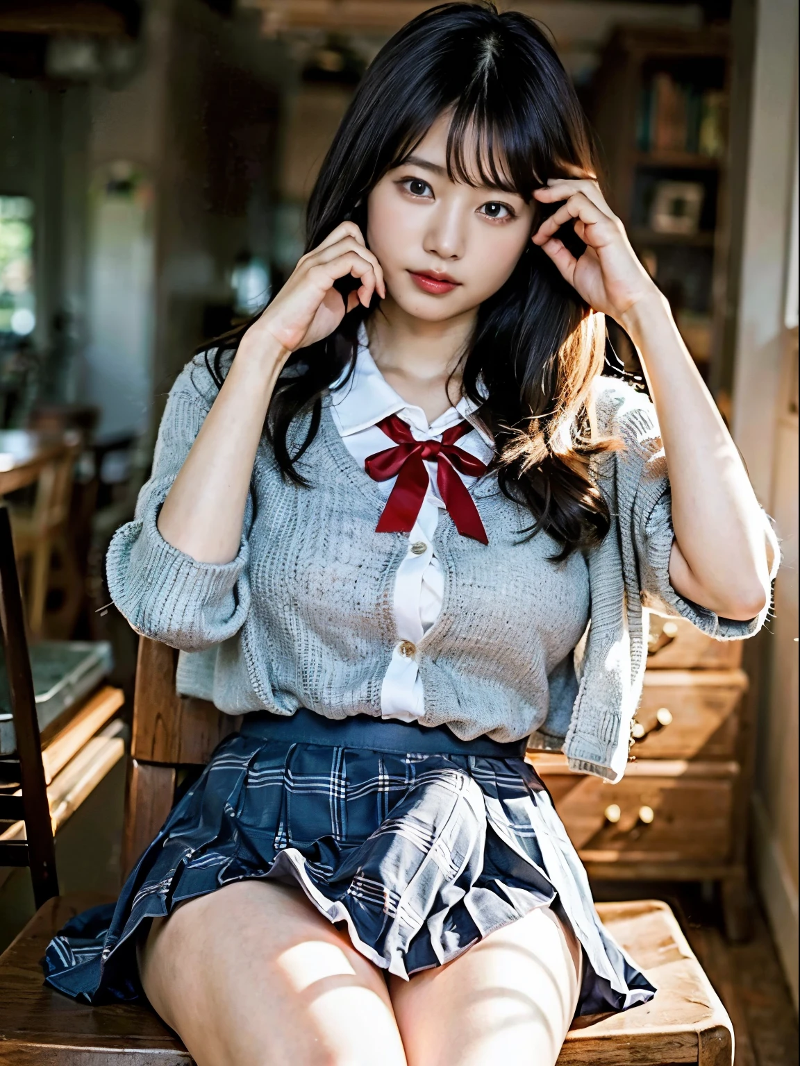 1 beautiful young girl, very beautiful detailed face, smile shyly, deep cleavage:0.8), (oversized full zip hoodie), (Gray Tartan Check Pleated Skirt), (knee high boots), (garter belt), (break), (Lift the hem of the skirt with your hands:1.3), (Pull up the skirt with your hands:1.3), (lace panties, show panties), (detailed face:1.2), Symmetrical detailed eyes, high quality, realistic, very detailed CG integrated 8k wallpaper, very detailed, High resolution raw color photos, professional photography, realistic portrait, cinematic light, beautiful, Super detailed, advanced details, (((Bokeh))), Depth of written boundary,Draw so that the crotch cloth of the white underwear is visible...., blonde, twin tails, Japanese , Japanese gal, t高いs open, smile, spread your legs, turned into slime, lying down, squat, I can see your pants, Skirt flip, short skirt, Pants visible from skirt, ace fabric underwear, Japanese sailor suits、The king can be seen through his ribboned trousers.'transparent clothes.、Pants fully visible、The clothes are fluffy、My blouse button came off, showing off her panties, Cleavage visible from the blouse,My nipples are transparent, Panties look nice, Underwear with a small area,string panties, Angle from feet, angle from below, Angle looking up from below, micro lingerie,White cotton fabric underwear, show off your crotch, White cotton fabric underwear,