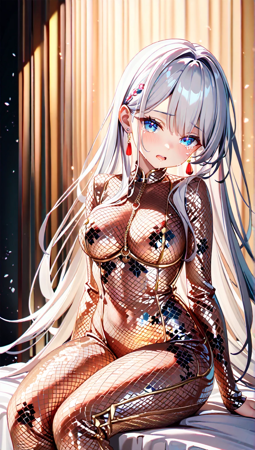 1girl, solo, mature lady, milf, beautiful character design, cg unreal engine, hd, 4k, full shading, perfect shading, professional art, extremely detail character design, a girl with long white hair wearing black theme soldier uniform, happy, smug, red eyes color, red lips, half body shot, looking at viewer, evil pupil eyes, cute evil horns