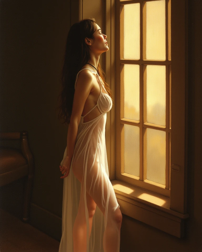 (best quality), (very aesthetic), (ultra-detailed), (best illustration),Aerith in a sexy underwear ,Trembling with pleasure, Masturbating while standing, in bed room