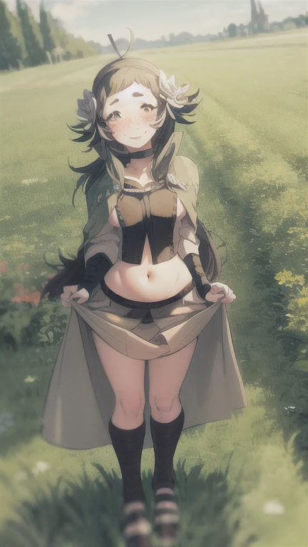fantasy, 1forest_elemental_girl,(dark_skin:0.9), (using_leaves_clothes:1.1), green_leaves_covered_breasts, leaves_covered_pussy,covered_nipples,(gigantic_heavy_tits:1.1), walking, smile, sleepy, medium_hair, navel oil, (winding_vine_around_torso:1.1), forest_background, leaves_headgear, green_leaves_cape, spread_arms, large_staff, leaves_thighhighs, big_ass,solo,(pelvic_curtain:1.2), tabard,(plump:0.8),cowboyshot