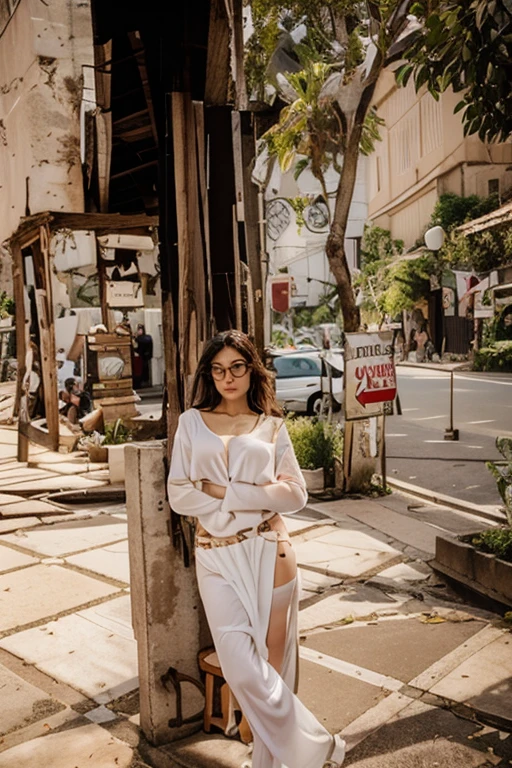Une femme cubaine, sa personnalité rappelle le charme intemporel de La Havane. Ses yeux, rempli d'histoires, les yeux sont d'a slight shade of green, dégageant de la sagesse et le sex avec une touche de malice. His lips, riche et rouge, reflect the vitality of French sex. Ses cheveux, aussi sombre et fluide que le ciel nocturne , encadre son visage. dressed in'une tenue sexy en pyjama typique américain , the vibrant colors seem to reflect the'spirit even quite sexy. L'environnement qui l'surrounds presents a mixture of symbolic street scenes of the Parisian city : des voitures ., buildings with white moldings, and the celestial blue sky