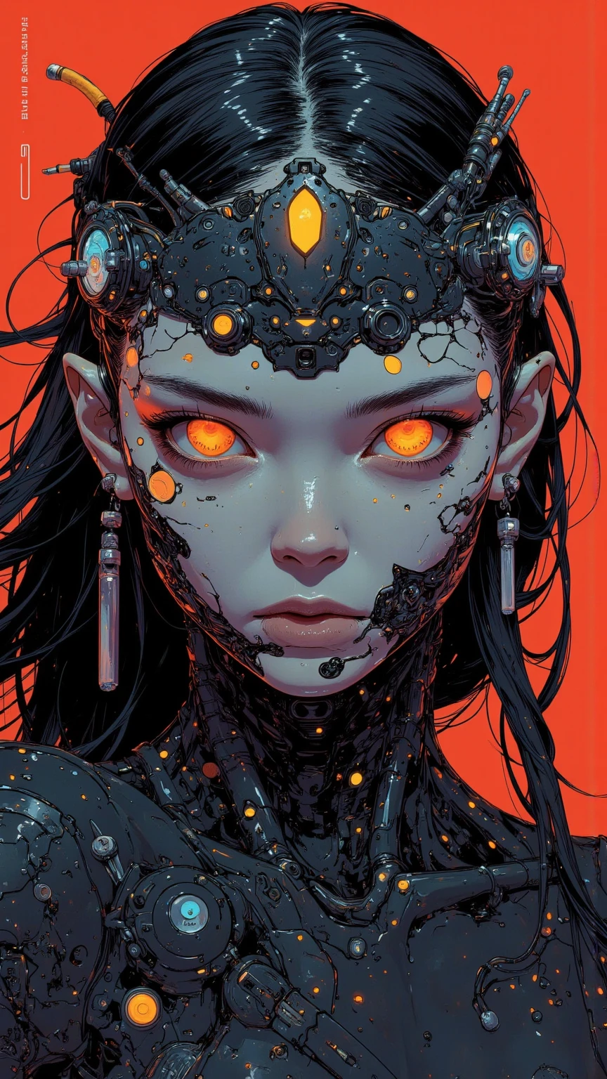 PORTRAIT, only face portrait, macro, aN ANGRY FACE red demon valkyrie next to a black spider portrait, scarface red skin with light and glitter, long black hair with red skulls on hair, shiny and lightening eyes, cosmos eyes, next to a black spider, highly detailed fur (vectorized) yellow lightening eyes, detailed skin, image is compelling with dynamic composition and dark posing. Include many fantasy details such as bumps, phantasmal iridescence, glitter, galaxy, cosmos, fire, ((dark celestialskin hell body, void cosmic body)), (((dark background))), (((lights off))), (((hollywood dark))), horror, dramatic shadows, (in a dark fantasy space:1.3, glitter, sparkle, gleam) vector digital illustration, (black background:1.5)sharp