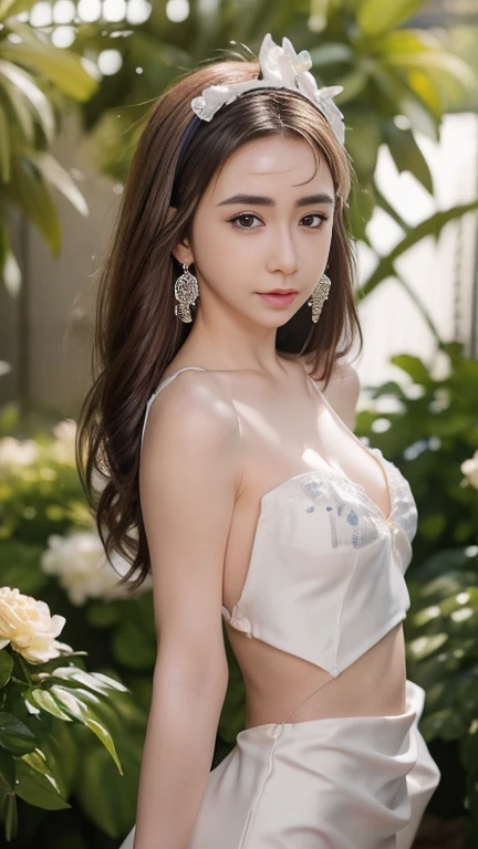 highest quality、8k wallpaper、Reality:1.4、Photographed in natural light、View your viewers、background:Tropical Beach、1 beautiful girl、Japanese Idol、30 years old、Beautifully detailed eyes、Detailed face、Beautiful Skin、Slender、Slim waist、Long, slender legs、Lip balm、Blonde: 1.8、The sunlight hits her hair and it shines golden、Bun Hair:1.6、Asymmetrical bangs、Bright colored lingerie 、smile:1.8、I can see your chest、With big earrings、Big flower in hair、Seductive pose