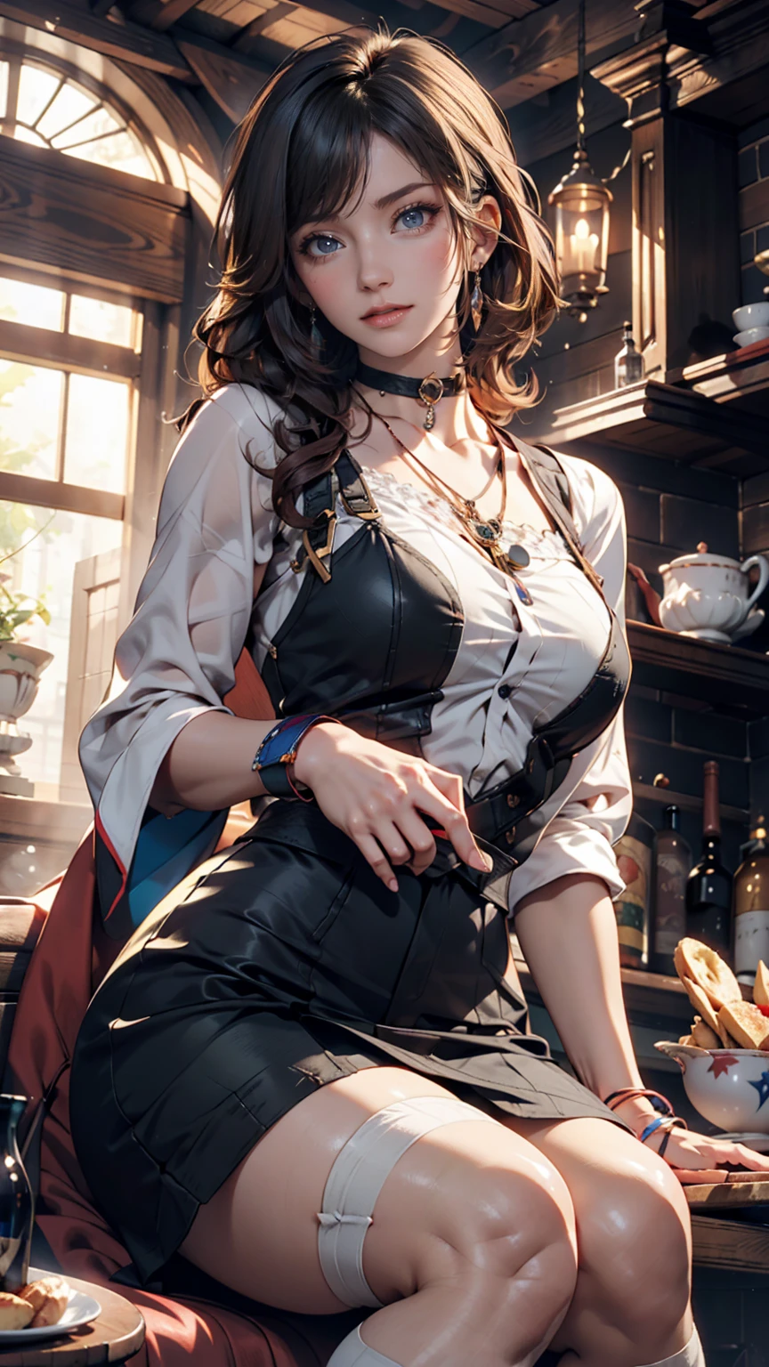 Award-winning RAW color photography of a Victorian female vampire by cherrynobodysd15+ Wearing a sexy black dress with lace and a leather corset, dark霧の村, night、an ominous、dark、Premonition, haze, moonlight, Vivid and captivating eyes, Pale skin, (Black Hair)+, Shallow depth of field, High Contrast, Backlight, bloom, chromatic aberration, Smooth, Sharp focus, Shooting with a mirrorless camera、Sexy proportions、Narrow waist、mature female body、Wear stiletto heels