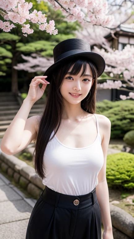 Best quality, 超高分辨率, (Photorealistic:1.4), 1girll, , Small breast,Pink , Black choker, Smile, Bare shoulders, solofocus, view the viewer,Fair skin,Sunset,cherry tree,photon maping, Physically-based rendering, RAW photo, highly detailed back ground,Kpop idol,Depth of field,Torii,Cherry blossoms,hair adornments,Detailed face,Shiny skin,Game CG,full bodyesbian,