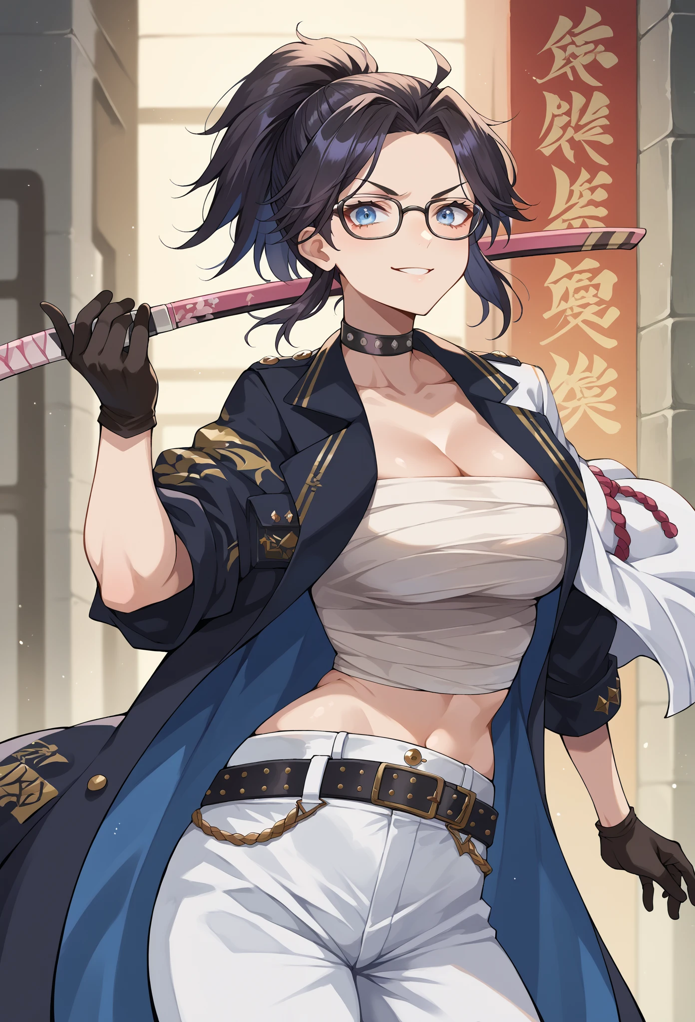 hanekawa tsubasa、attack of glasses、black hairの、big breastsのヌード、 (black hair, brown eyes, round face), big breasts, With ribbon, (blush your nose, Naughty, half-open eyes, drooling), [full body shot]、BDSM、Lots of love juice、pale pubic hair、wearing a black dog collar,full body shot,wide open legs、Glasses、hands tied above the head、head to toe shot、hand flail、fetters、Squirting、Squirting、There are many in the body,Under the tropical sun、Compete for big breasts in the bright sunlight、I compressed my chest with a rope.、woman in chains、I looked at it a little from the side.................、hips move up and down、chest moves up and down、cry in pain、Pee、((masterpiece)), ((highest quality)), (Super detailed), ((cute)), cute, (Lovely), ((very detailed)), 4K, (8K), highest quality、pink nipples、Shout、