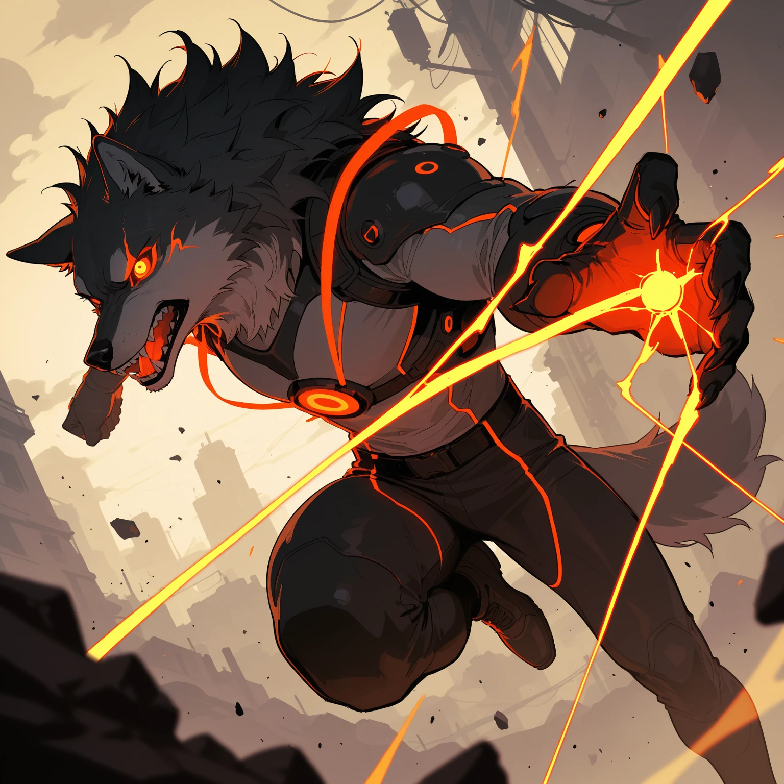 concept, [fire staff], medieval, wood staff, long torch, white background, A fire dancer's staff (umber skin, black skin), with wolf ears, muscle, shirtless, black wavy hair, oriental