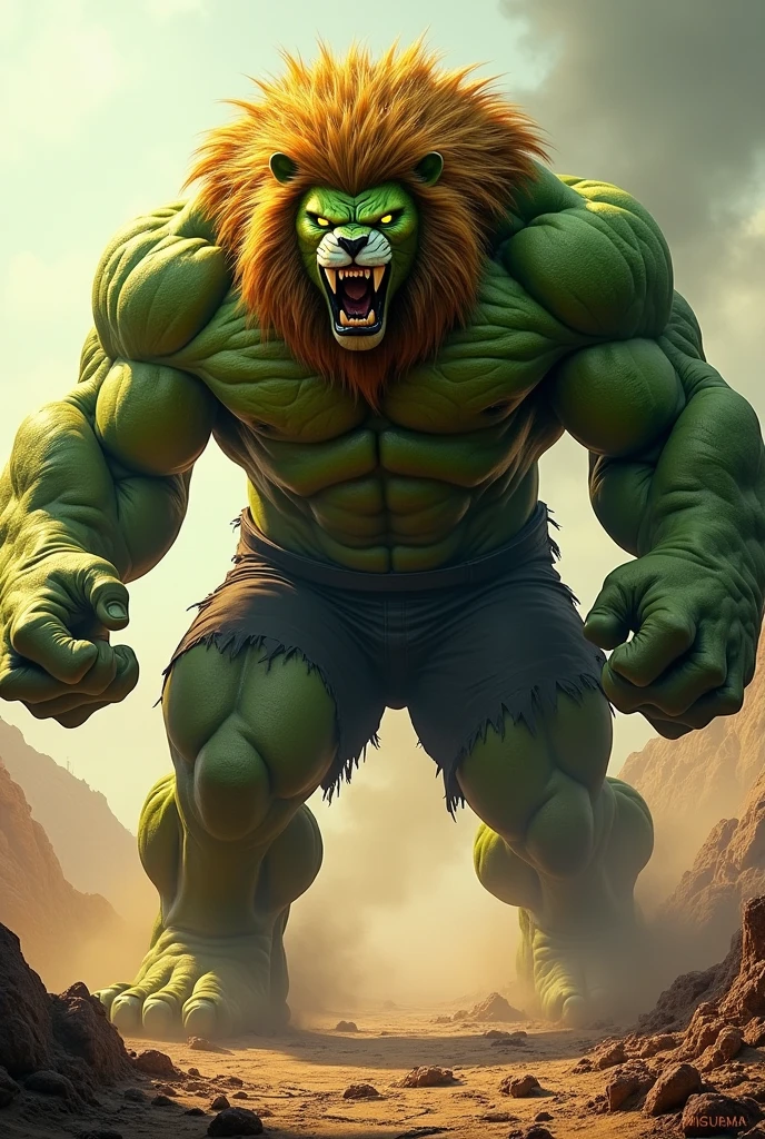 Hulk with lion face to face