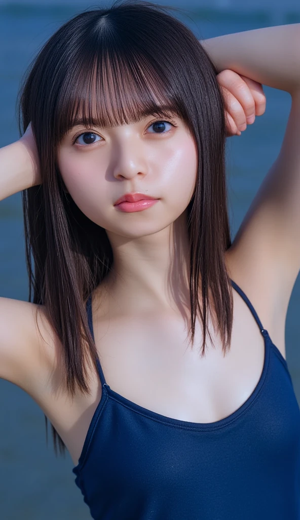 8K、Detailed Description、Very high definition、Realistic、reality的、Real、live-action、reality、High resolution、Focus distance 18mm,Nogizaka46、japanese idol,beautiful girl、21 years old、Angle of view that allows you to see the whole body、Pull angle of view、Sleeveless dress、Knee-up-top angle of view、Mouth closed、Tropical Beach、sunny、Long Hair、Very black hair、Hair blowing in the wind、pretty girl、Beauty、Glowing Skin、Glowing Skin、Shiny Hair、Very white skin、Headband、Heavy makeup、Embarrassed、Shyly、Slit eyes、Big Eyes、Double eyelids、Don&#39;t show your teeth、Back view、turn around、Cross your arms behind your hips、Feet in the sea、Standing in the distance、Visible from head to toe、Bathe in the sea、