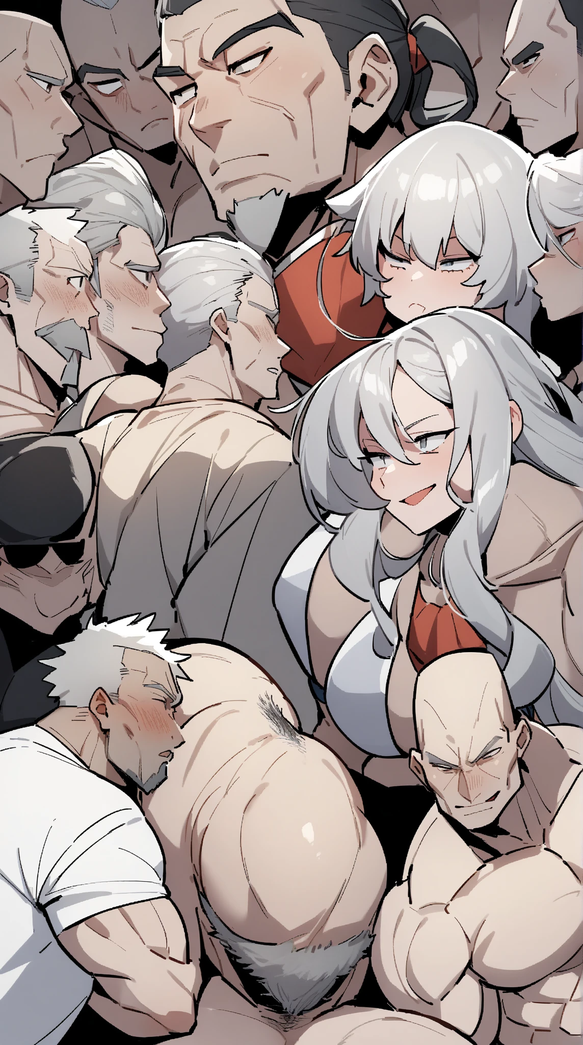 nsfw,High quality,doujin manga style,Beautiful wife in her,High-definition illustrations,Masterpiece,drooling,girl,Medium breasts,Aphrodisiac was used,fall into pleasure,Surrounded by muscular men,Having your body played with,Hentai sex,hardcore,milf,Shortcuts bob,Aunt　fashion,Sex slave,sexy コスチューム
