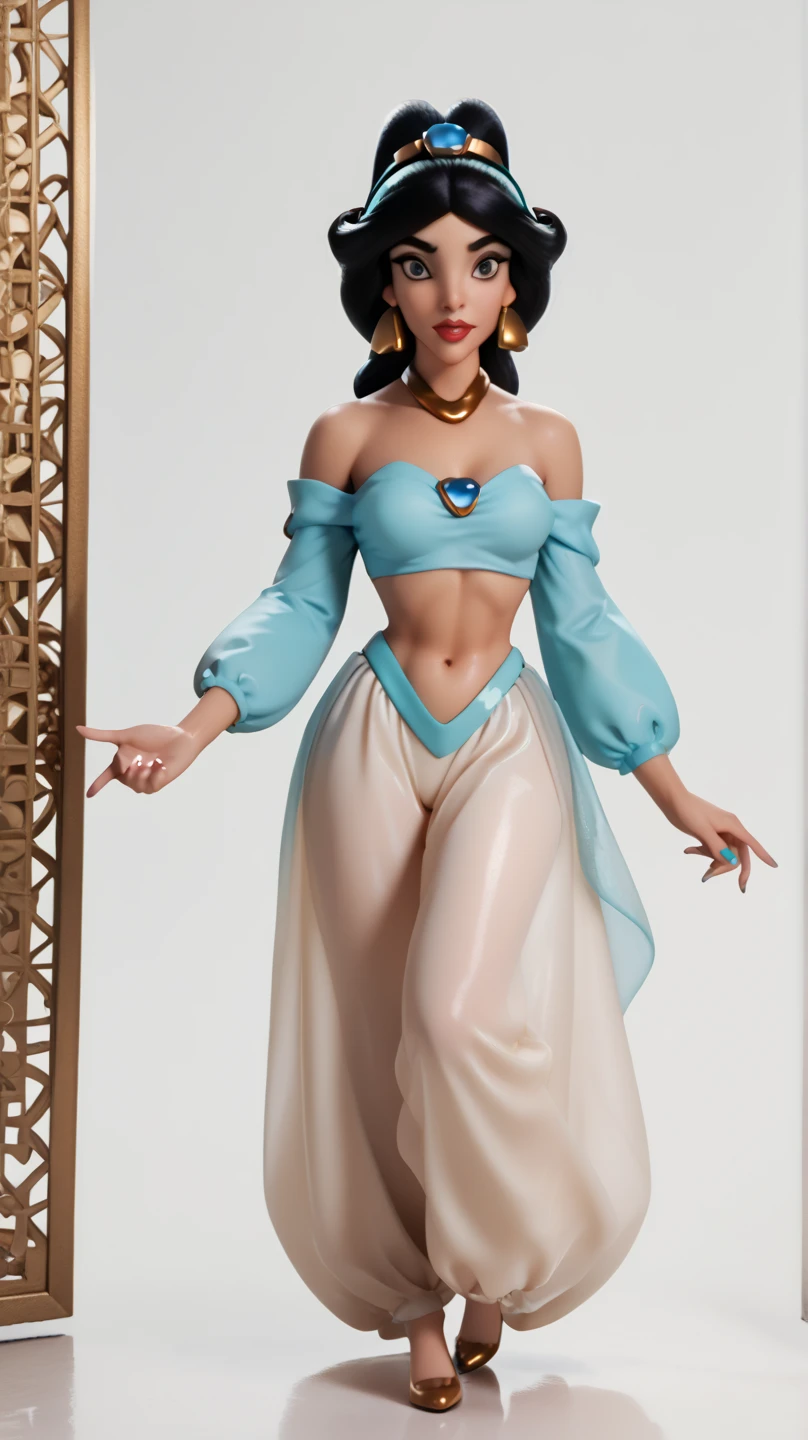 NSFW. (((nude))), (((1girl))), (((23years))), Jasmine on a silk bed, Arabian, diadem with blue gem, jewelry, bracelets on arms, anklets on legs, colorful silks, Arabian setting, flowers, looking at viewer, ((highly detailed)), (((masterpiece))) Hyacinth