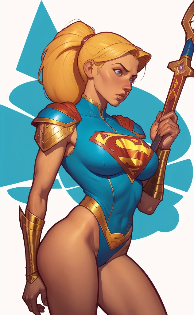 Female Omni man from invincible, blonde, muscular