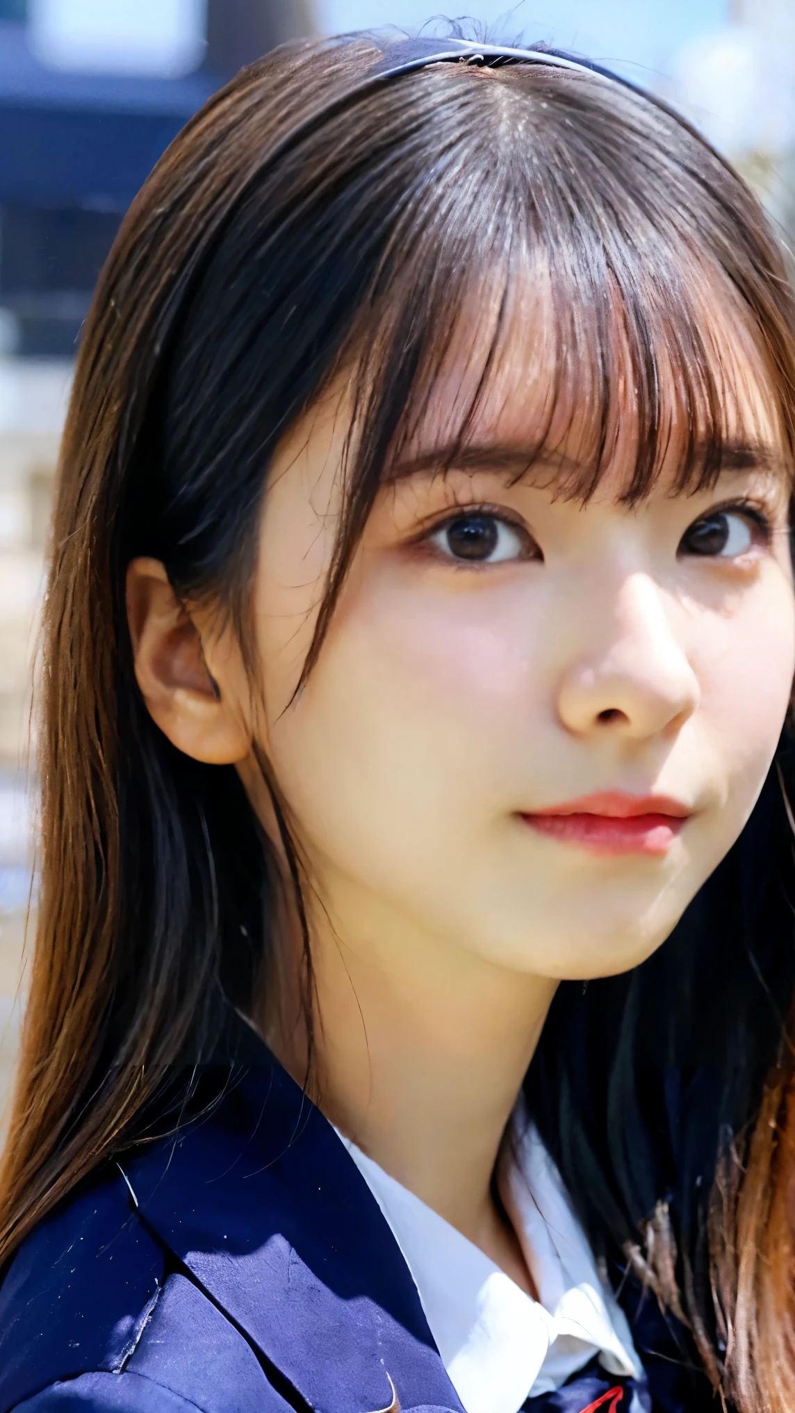 1 girl, Japanese High School Girls, (navy blue blazer uniform), upper body, white hair band、smiles、Shibuya City, masterpiece, Best Quality, Best Quality, Movie Lighting, ( Stereo lighting ), extremely detailed CG unity 8kの壁紙, Concentrated, extremely detailed, is overexpressed , photorealistic, sharp concentration, absurd, (high resolution:1.2), (high contrast), photos by 1 velcro, Detailed and Complicated, instagram, portrait, very detailed, Digital Painting, Art Station, concept art, smooth, sharp concentration, illustrations, Movie Lighting, staring at viewers, (standing), ((Hipshot:1.6))