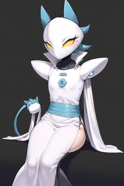 sexy alien girl, flat chest, hourglass body, bright clothes, curious expression, pale skin, big cute eyes, from below, little pointy ears, black sclera, head antennas