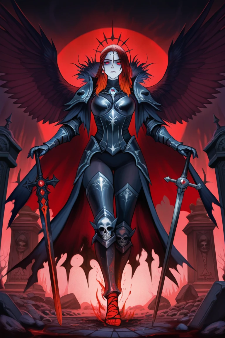 1girl,  monster with beautifull woman face, no humans, claws, red skin, colored skin, pristine_white_armor, breasts, helmet, standing, full body, red velvet train, (((pristine white monstruous armor))), opulent, glossy, (((beautifull woman face, sensual lips: 1.2))), sexy, large hips, large breasts,
(red: 0.2, white:1.2), 
large breasts, thick legs, wide hips, 

(((Bones golems army behind her)))),  Giants, Giants Golems army background, ((Golem: 1.4)), (((Zombies army))), (a lot of zombies in the background behind her), blue sky, blood clouds,

Creepy yet magnificent red and white ambiance, futuristic, modern, giant bones structure, out of this world, fantasmagoric, depth of field, very detailled background, battlefield background